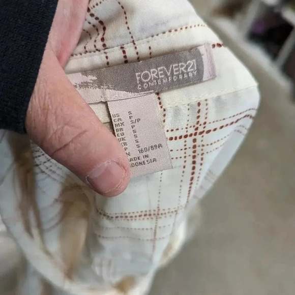 Forever 21 Sheer Plaid Button Front Shirt - Small - Picture 3 of 3